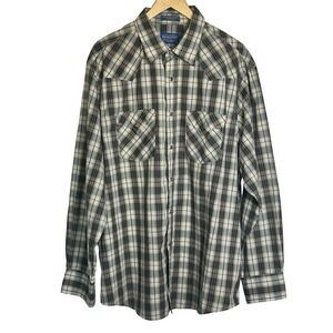 Pendleton Frontier Western Pearl Snap Shirt Men's XL Plaid Country Cowboy Rugged